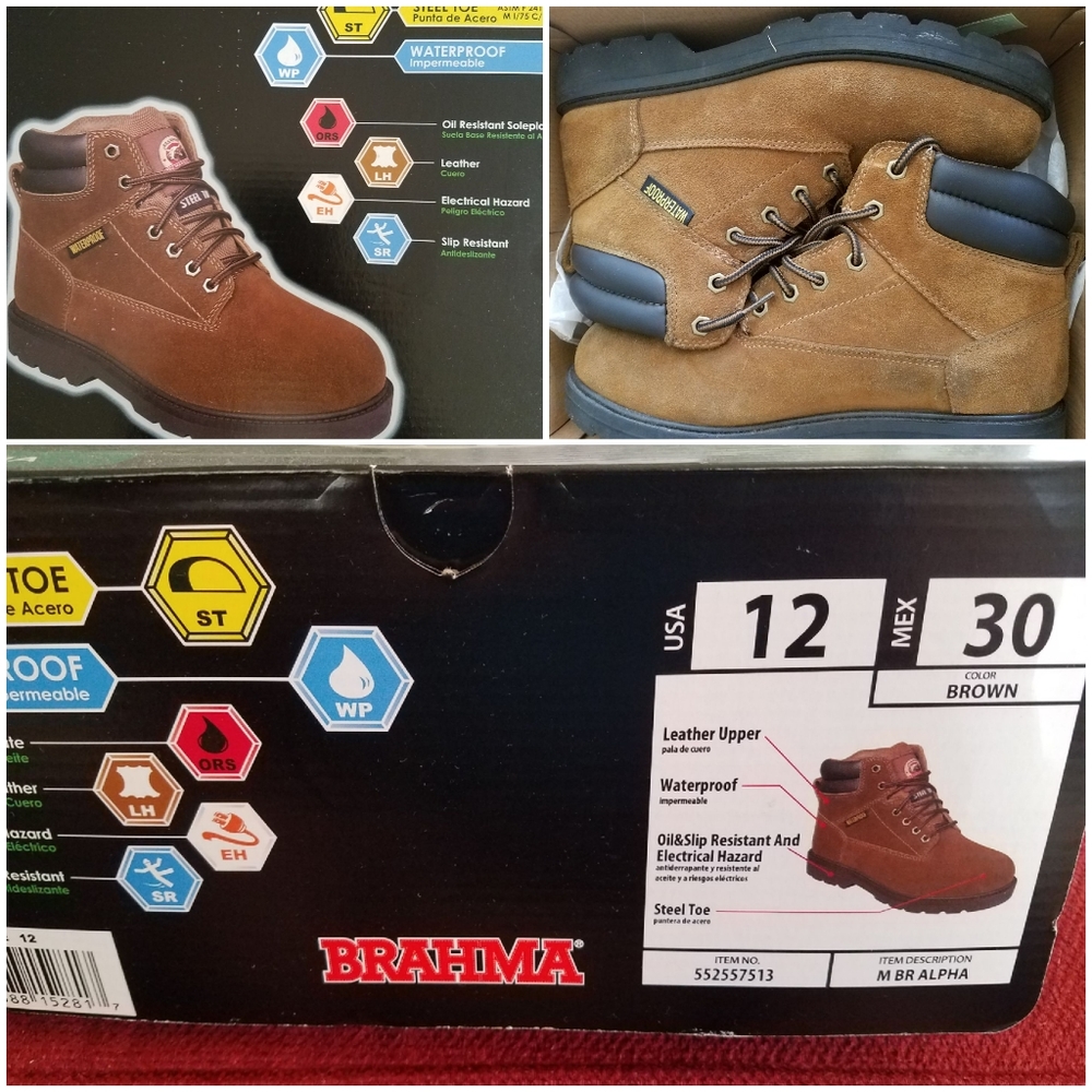 Brahma Men size 12 Brown steel toe shoes.